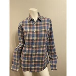 BNWOT FAME DENIM WOMENS CHECK BUTTON DOWN SHIRT WITH FRINGES! Sz M